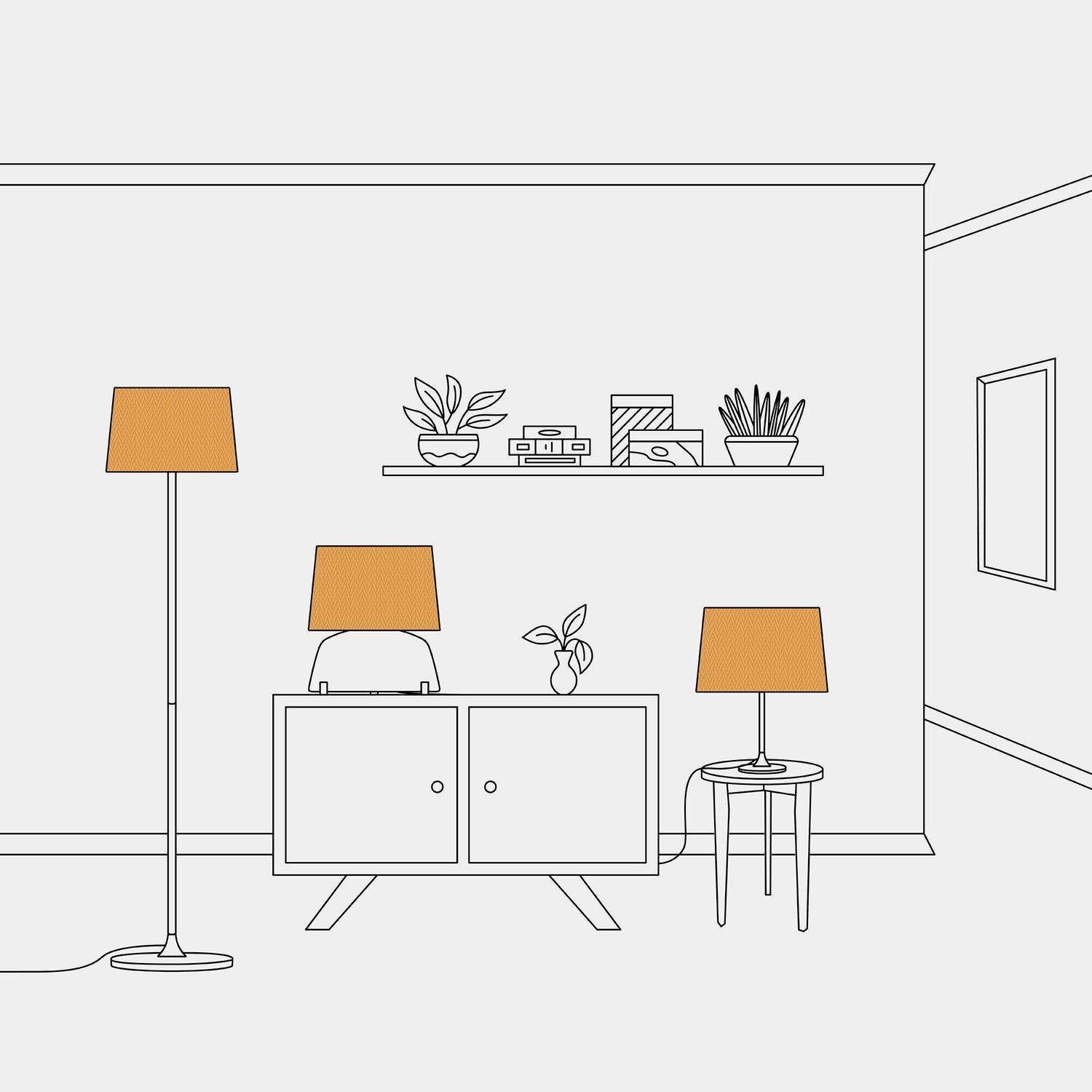 Paralume Athena con attacco E27 per lampada da tavolo o da terra - Made in Italy -Teletta mandarino