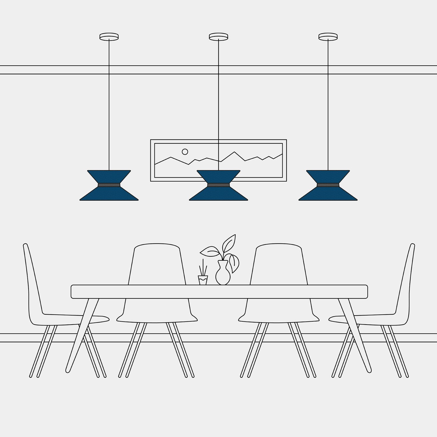 Paralume in tessuto Clessidra per lampada a sospensione - Lana Blu Lana grigio scuro