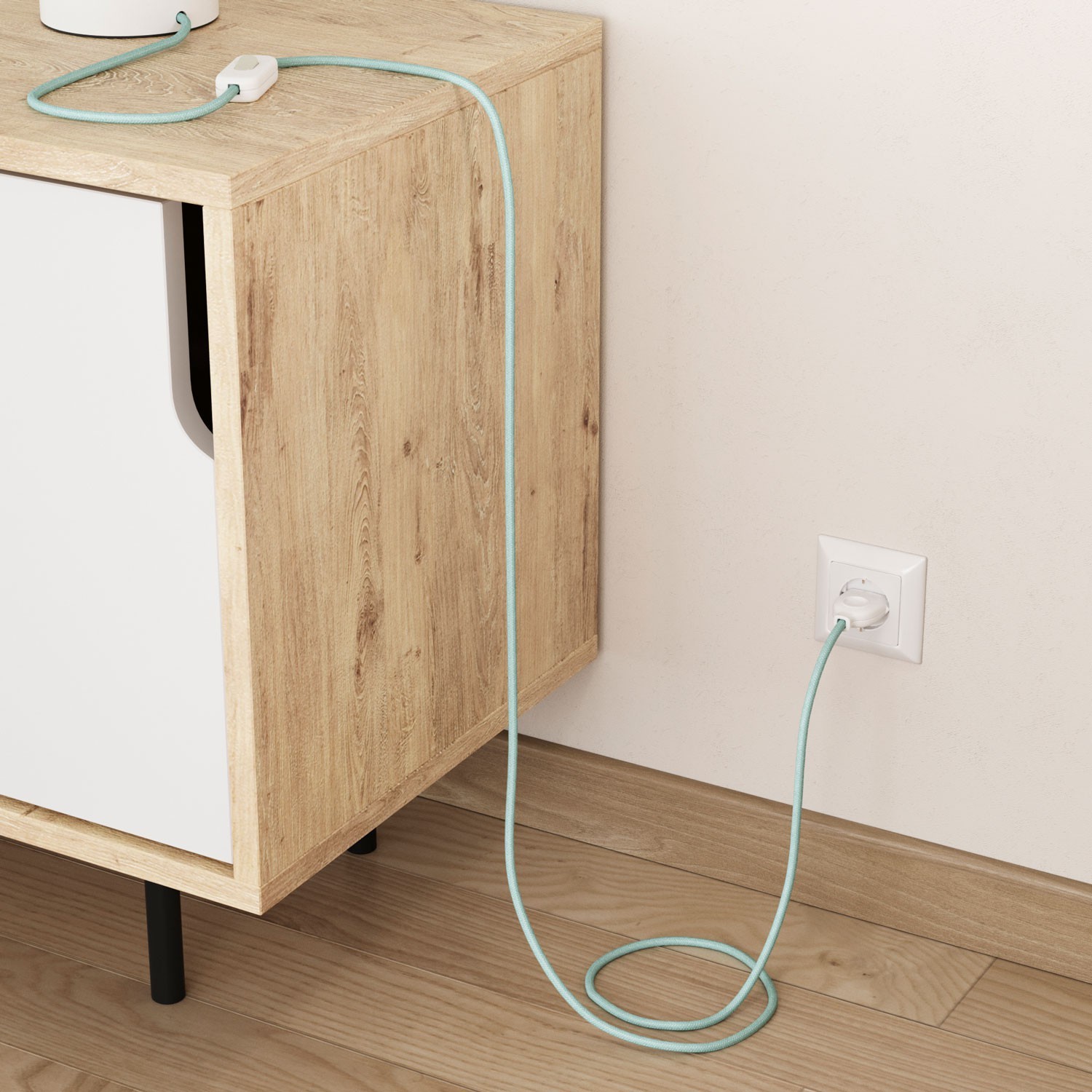 Okrugli električni pamučni tekstilni kabel u boji RC18 sivo zeleni
