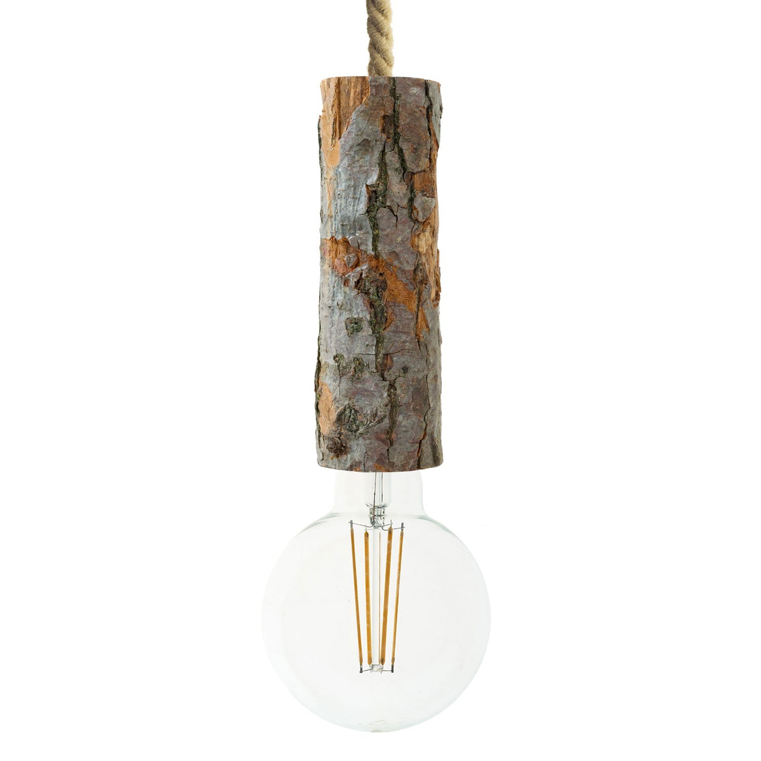 Viseća lampa s mornarskim užem XL kabelom i velikim grlom od grane s korom - Proizvedeno u Italiji