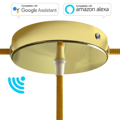 SMART cilindrična metalna rozeta s 1 centralnom i 2 bočne rupe, i pribiliom - kompatibilna Google Home i Amazon Alexa