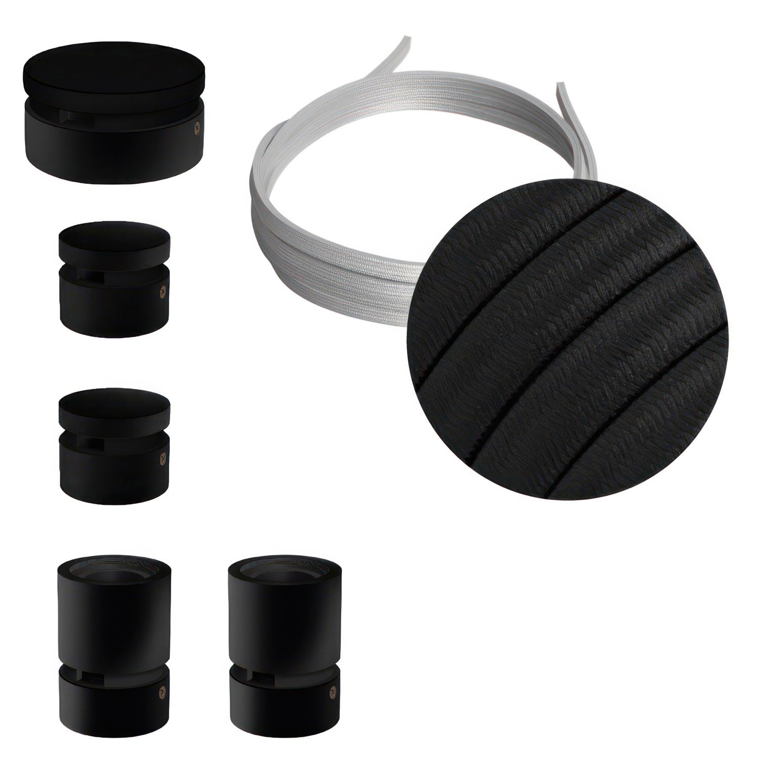 Filé Sistem Wiggle Kit - s 3m plosnatog kabela(String Light) i 5 unutarnjih crno obojanih drvenih komponenata