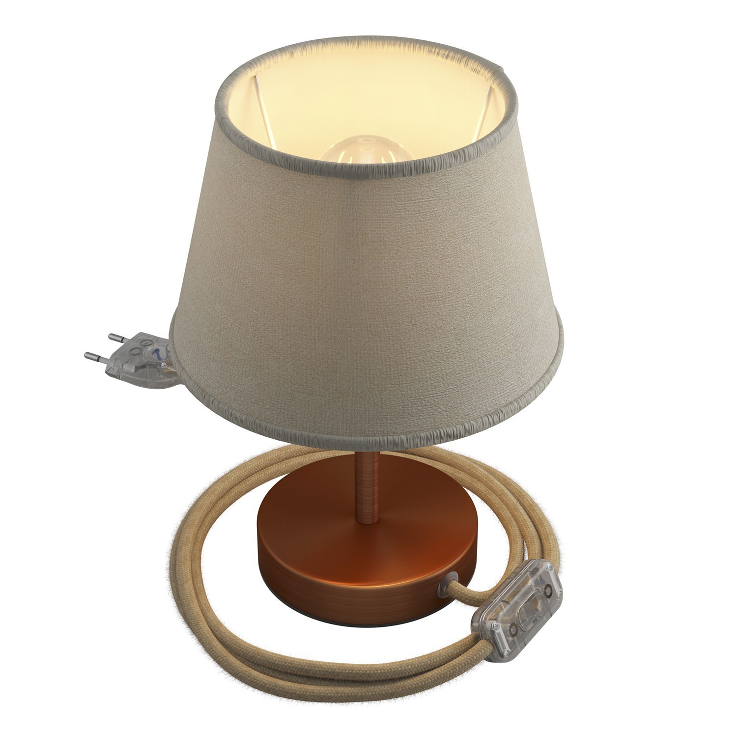 Alzaluce s Impero sjenilom, metalna stolna lampa s utikačem, tekstilnim kabelom i prekidačem