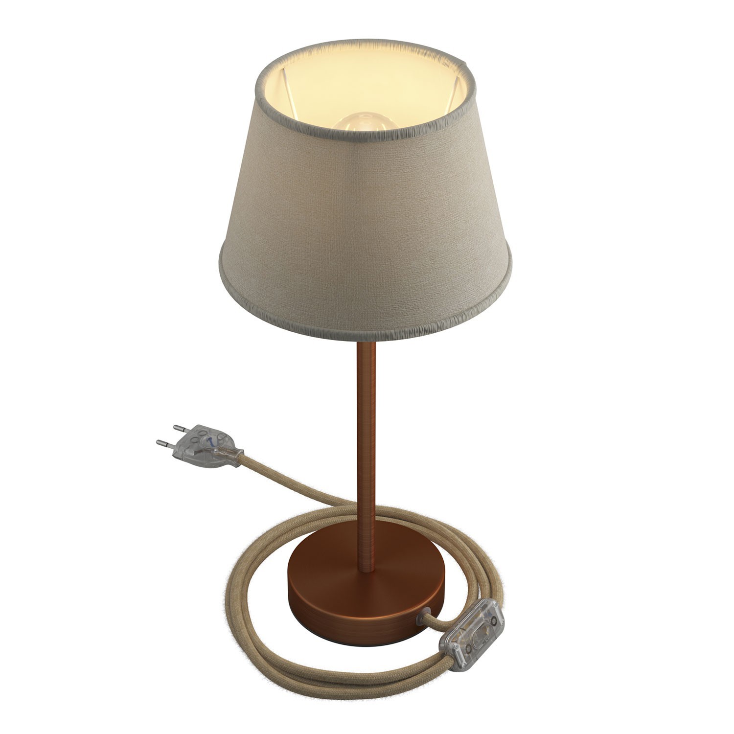 Alzaluce s Impero sjenilom, metalna stolna lampa s utikačem, tekstilnim kabelom i prekidačem
