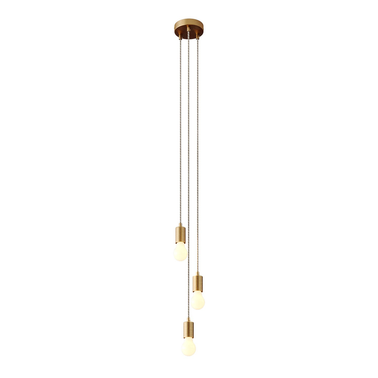 Viseća svjetiljka s 3 svjetla s tekstilnim kabelom i dijelovima u bojama metala