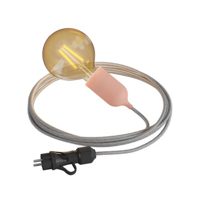 Eiva Snake Pastel, prijenosna vanjska svjetiljka, 5 m tekstilni kabel, IP65 vodootporni držač svjetiljke i utikač
