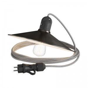 Eiva Snake sa Swing sjenilom, prijenosna vanjska svjetiljka, 5 m tekstilni kabel, IP65 vodootporno grlo za žarulje i utikač