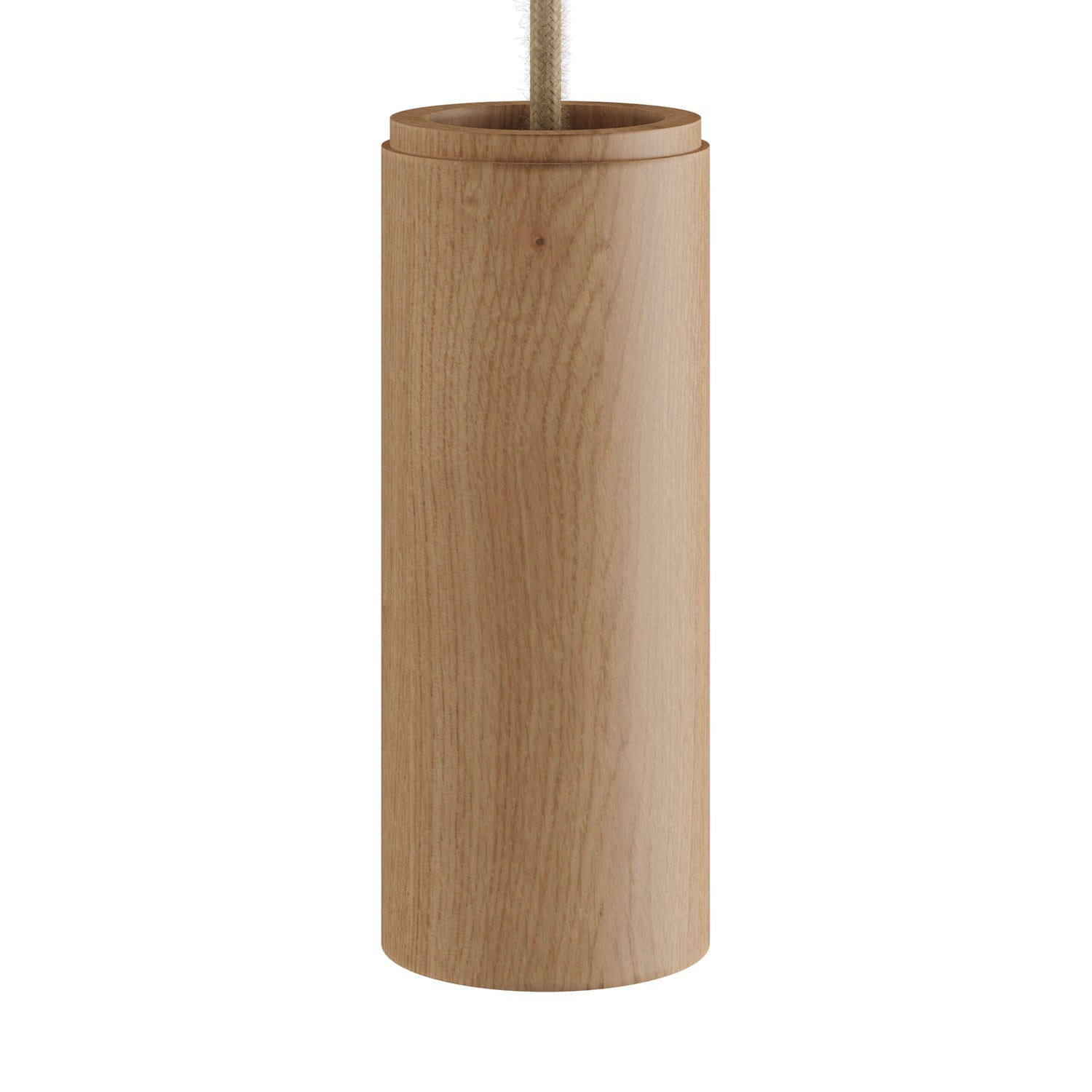 Viseća lampa u kompletu s tekstilnim kabelom i drvenim sjenilom Tub-E14 - Proizvedeno u Italiji