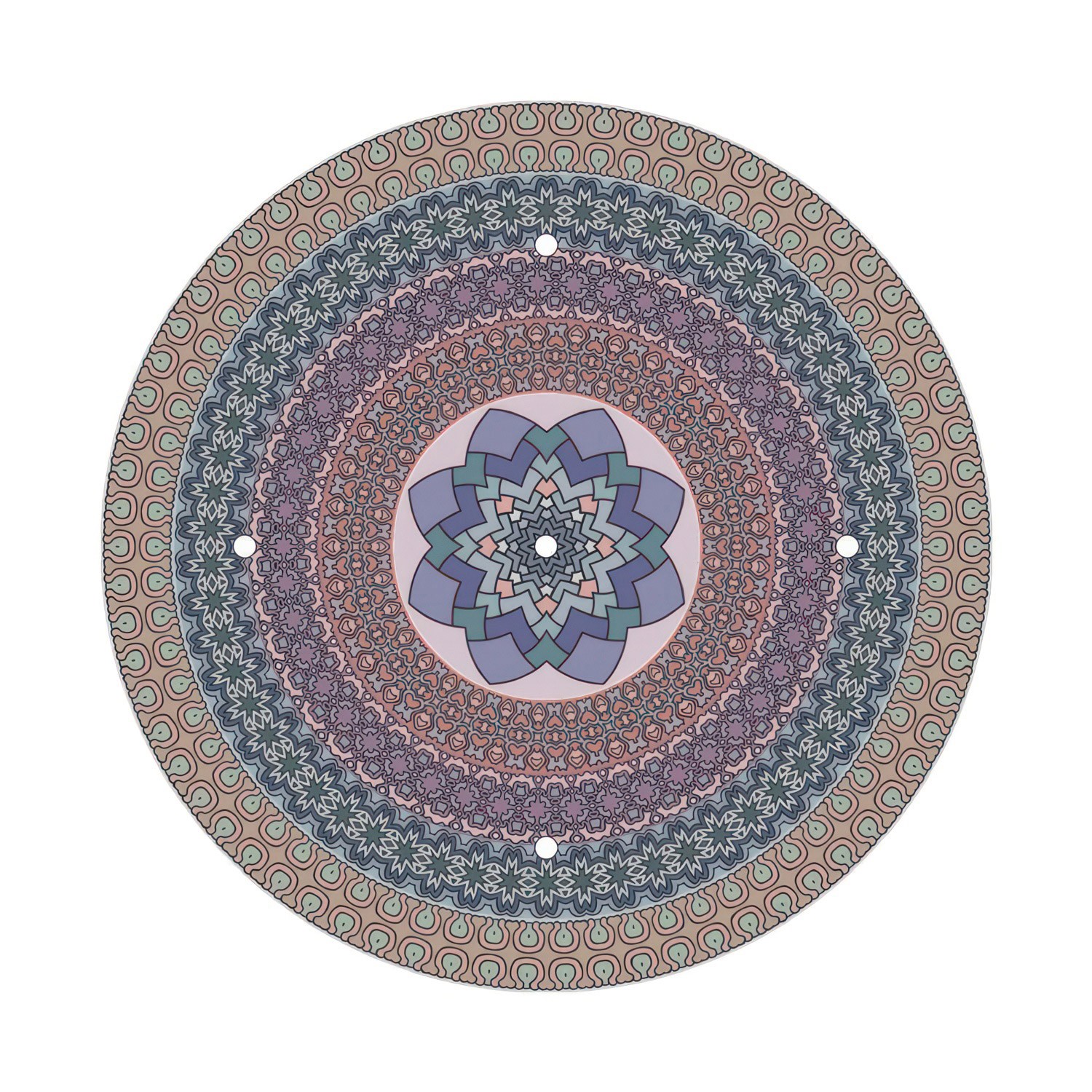 Velika okrugla dekoracija za stropnu rozetu 400 mm - Rose-One sistem s 5 rupa i 4 bočne rupe - PROMO