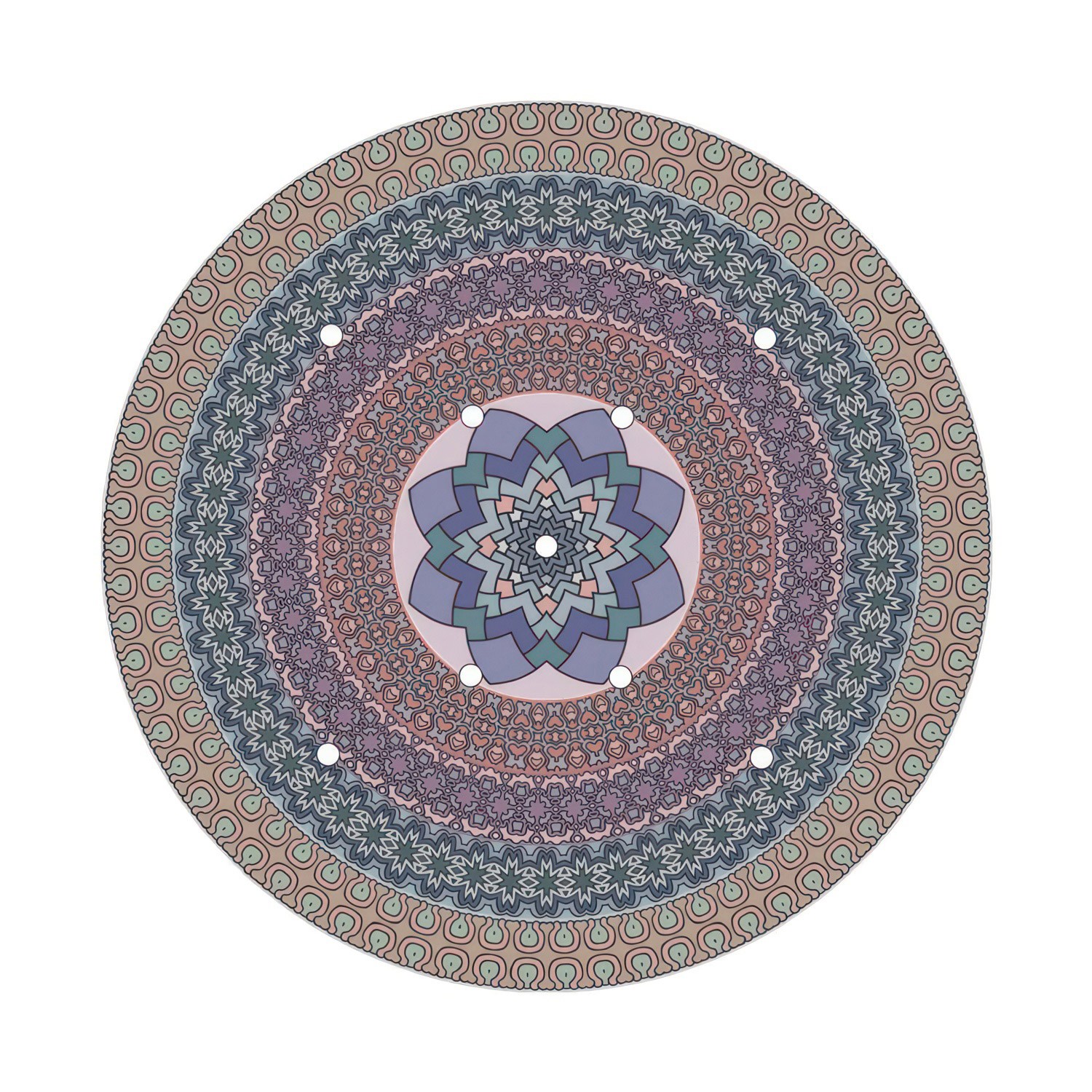 Velika okrugla dekoracija za stropnu rozetu 400 mm - Rose-One sistem s 9 rupa oblika X i 4 bočne rupe - PROMO