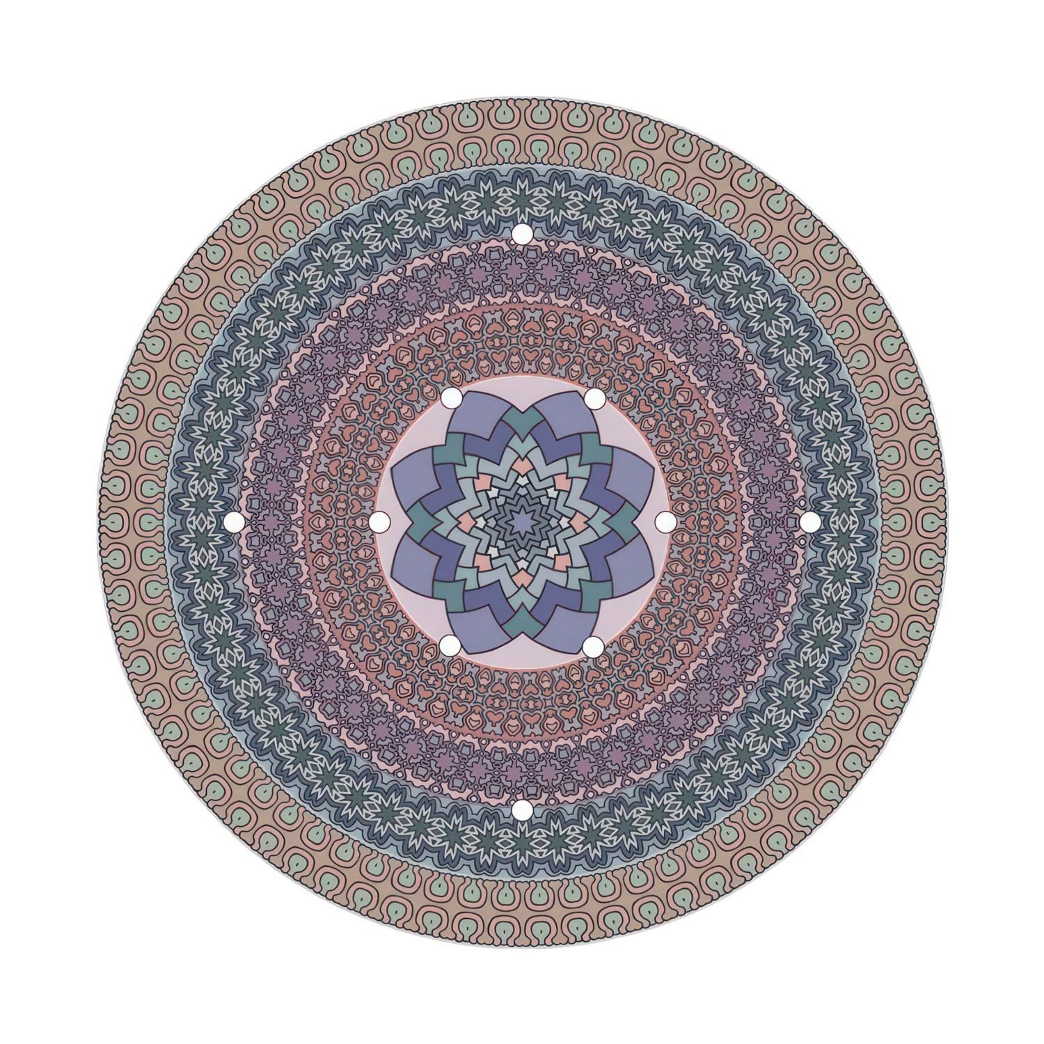 Velika okrugla dekoracija za stropnu rozetu 400 mm - Rose-One sistem s 10 rupa i 4 bočne rupe - PROMO