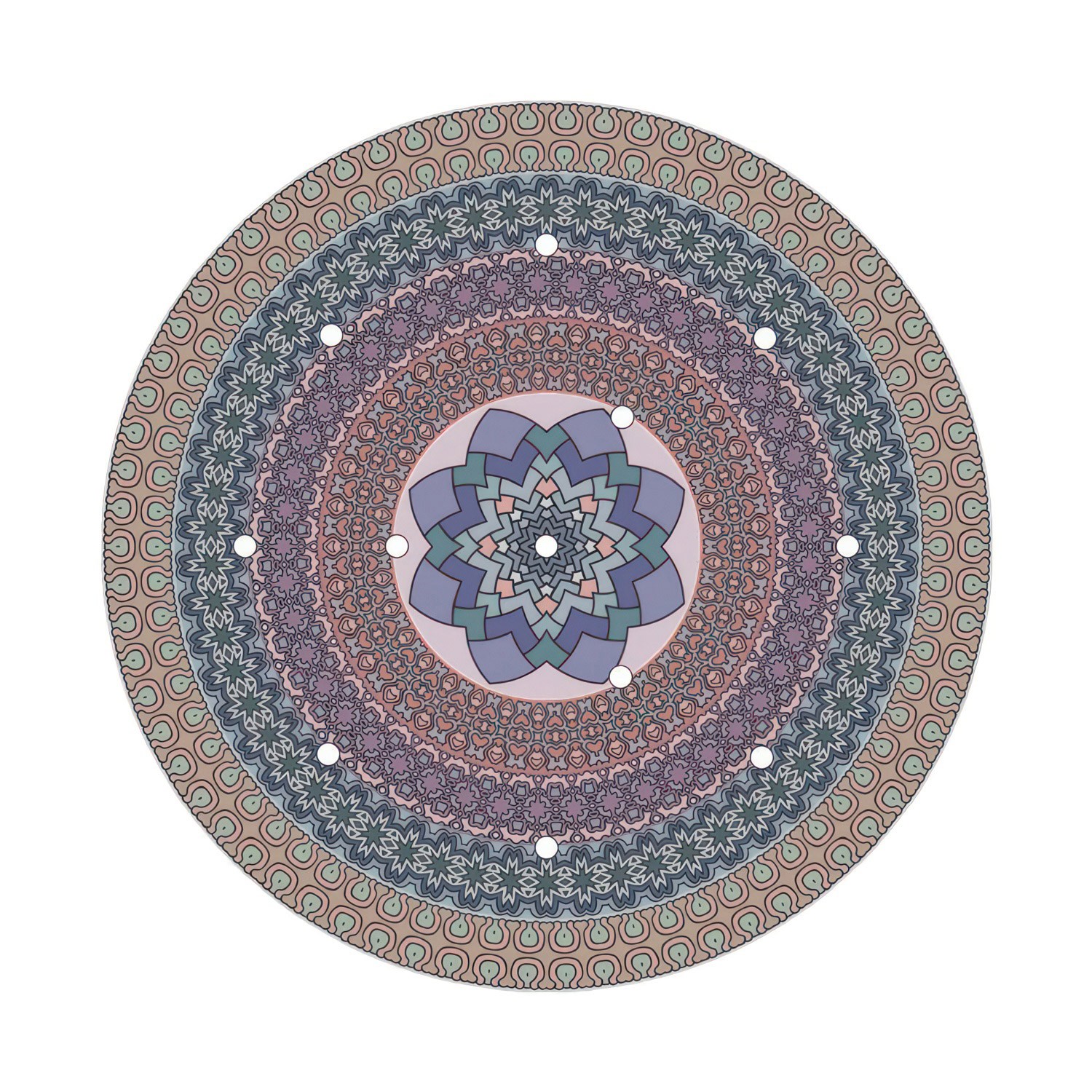 Velika okrugla dekoracija za stropnu rozetu 400 mm - Rose-One sistem s 12 rupa i 4 bočne rupe - PROMO