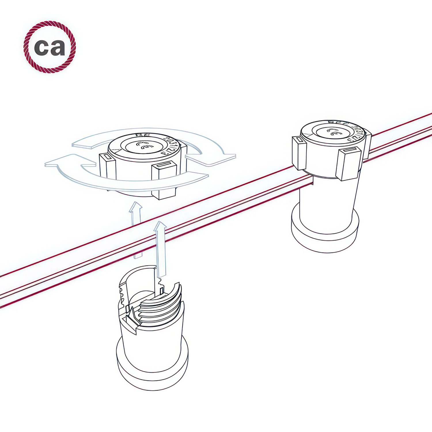 Električni kabel za String Lights, opleten bijelom rajon tkaninom CM01 - UV otporan