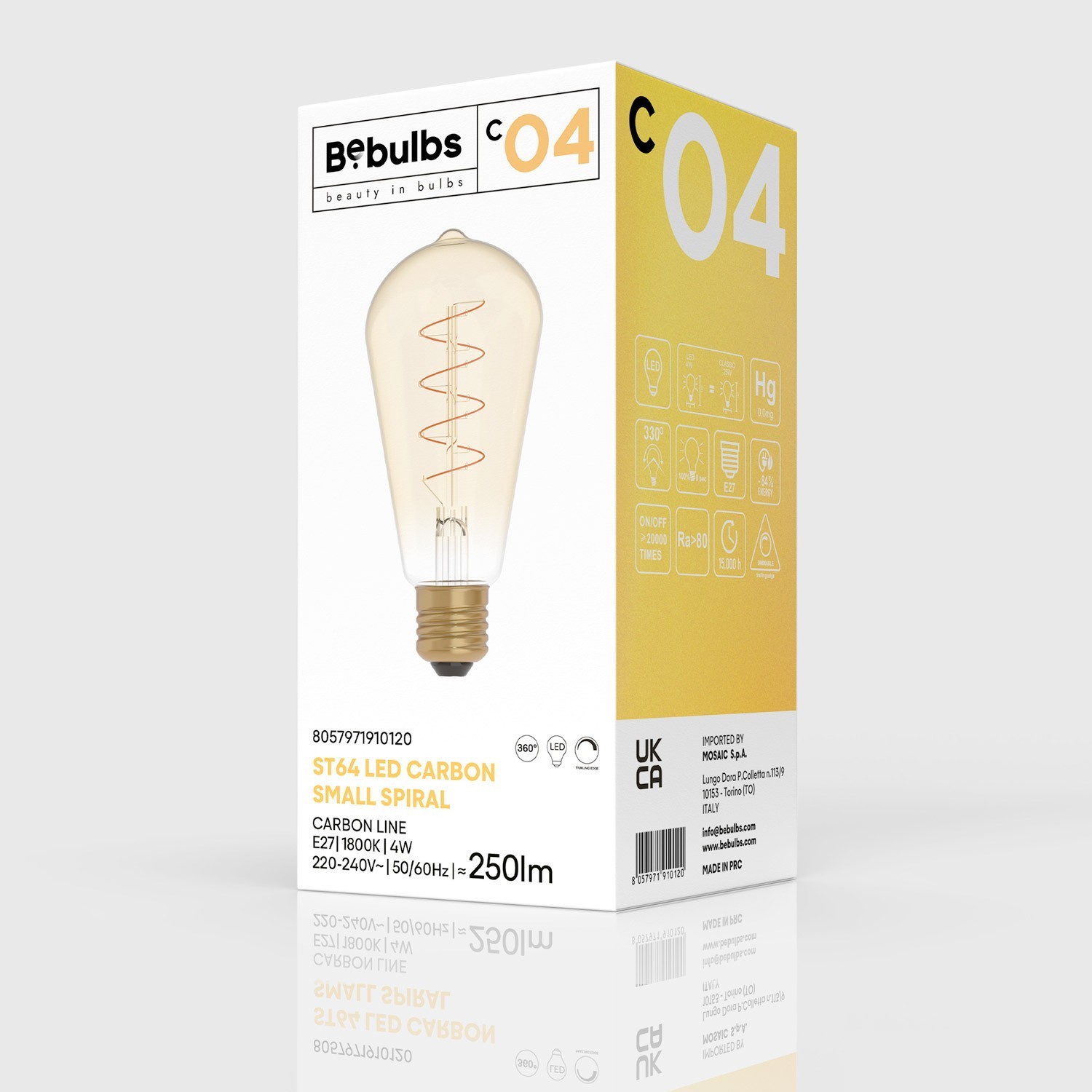 LED žarulja zlatne boje C04 Carbon Linija zakrivljene spiralne niti Edison ST64 4W E27 Dimabilna 1800K