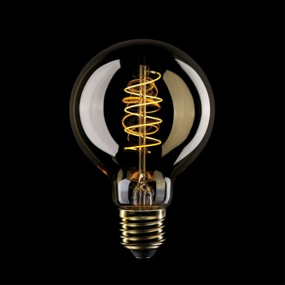LED žarulja zlatne boje C05 Carbon Linija zakrivljene spiralne niti Globe G80 4W E27 Dimabilna 1800K