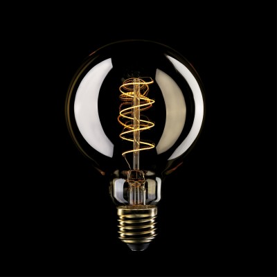 LED žarulja zlatne boje C06 Carbon Linija zakrivljene spiralne niti Globe G95 4W E27 Dimabilna 1800K
