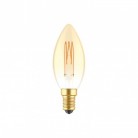 LED žarulja zlatne boje C51 Carbon Linije s ravnim nitima Candle C35 3,5W E14 Dimabilna 2700K