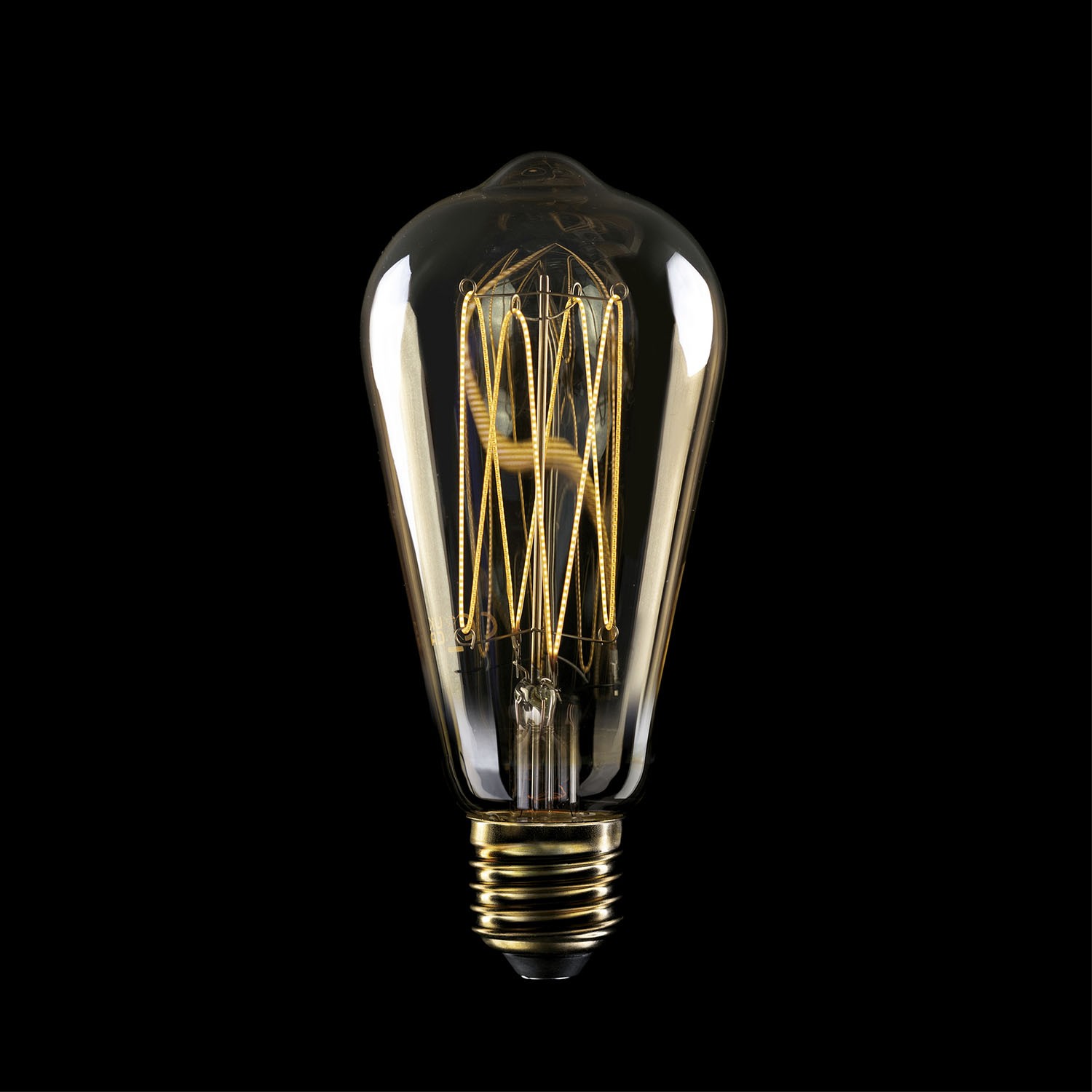 LED žarulja zlatne boje C54 Carbon Linije s ravnim nitima Edison ST64 7W E27 Dimabilna 2700K