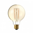 LED žarulja zlatne boje C55 Carbon Linije s ravnim nitima Globe G95 7W E27 Dimabilna 2700K