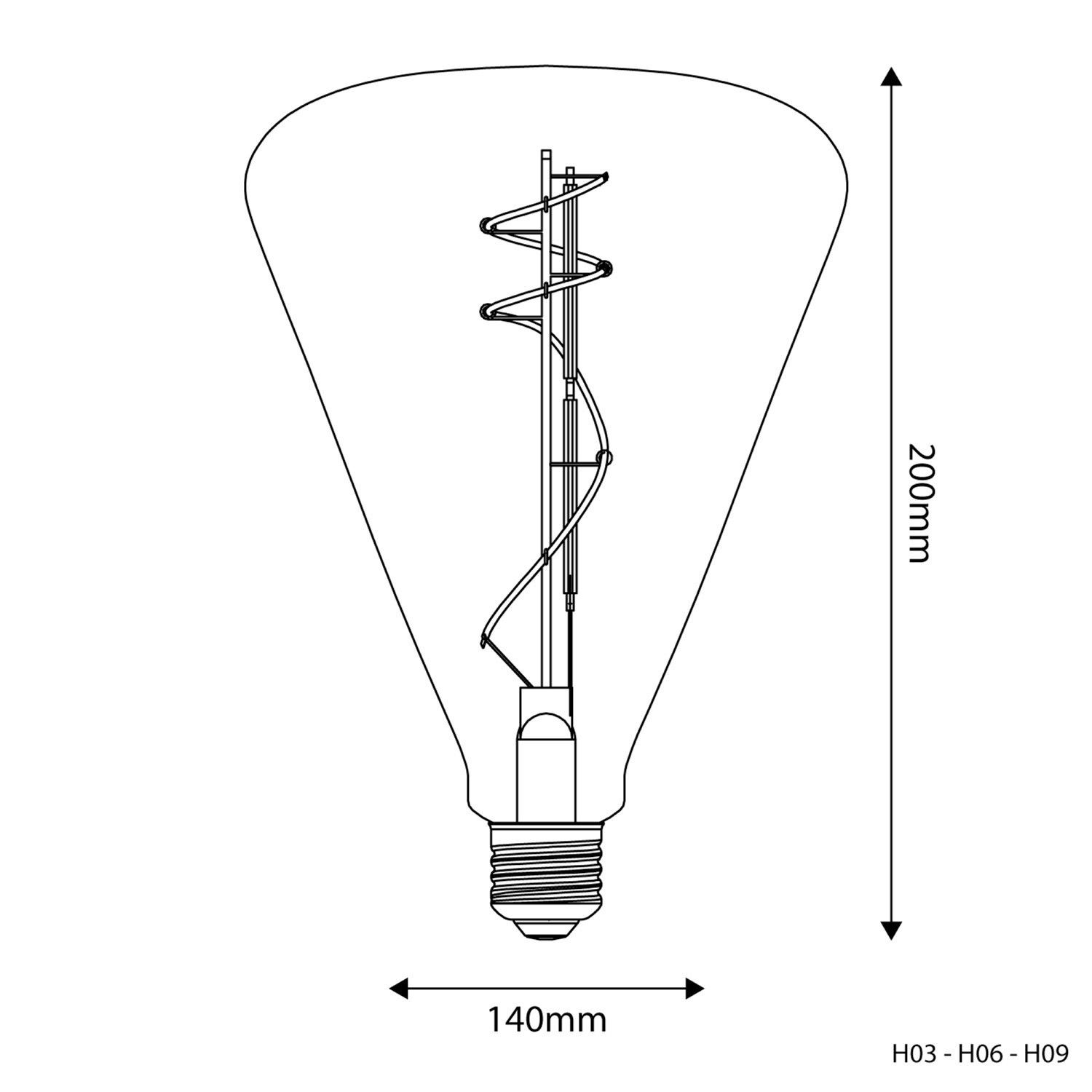 LED žarulja zadimljenog stakla H09 Cone 140 10W E27 Dimabilna 1800K