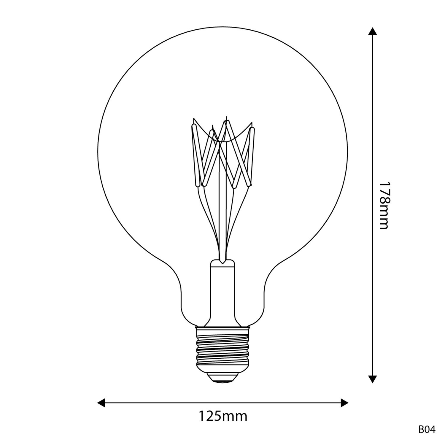 LED prozirna žarulja B04 5V Collection Short filament Globe G125 1,3W E27 Dimabilna 2500K