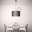 Viseća lampa za sjenilo s tekstilnim kabelom RD51 - Crte, Ružičasti Pamuk I Prirodni Lan