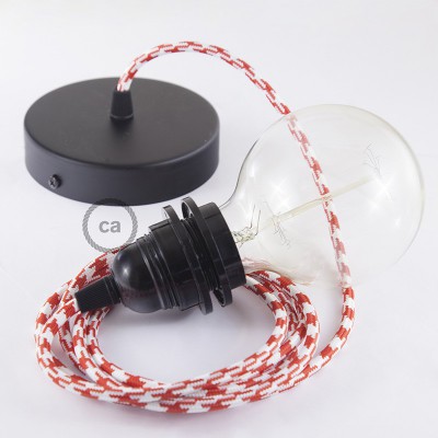 Viseća lampa za sjenilo s tekstilnim kabelom RP09 - Uzorkom Crveni rajon