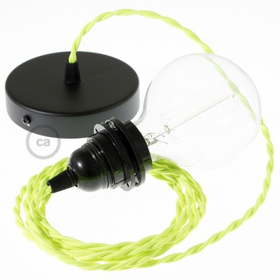 Viseća lampa za sjenilo s tekstilnim kabelom TF10 - Žuti Fluo rajon