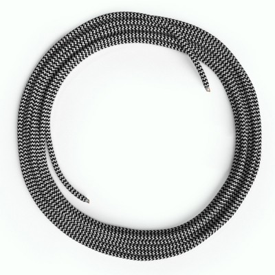 LAN Ethernet kabel Cat 5e bez RJ45 utikača - obloženi rayon platnom RZ04 ZigZag Crno bijeli