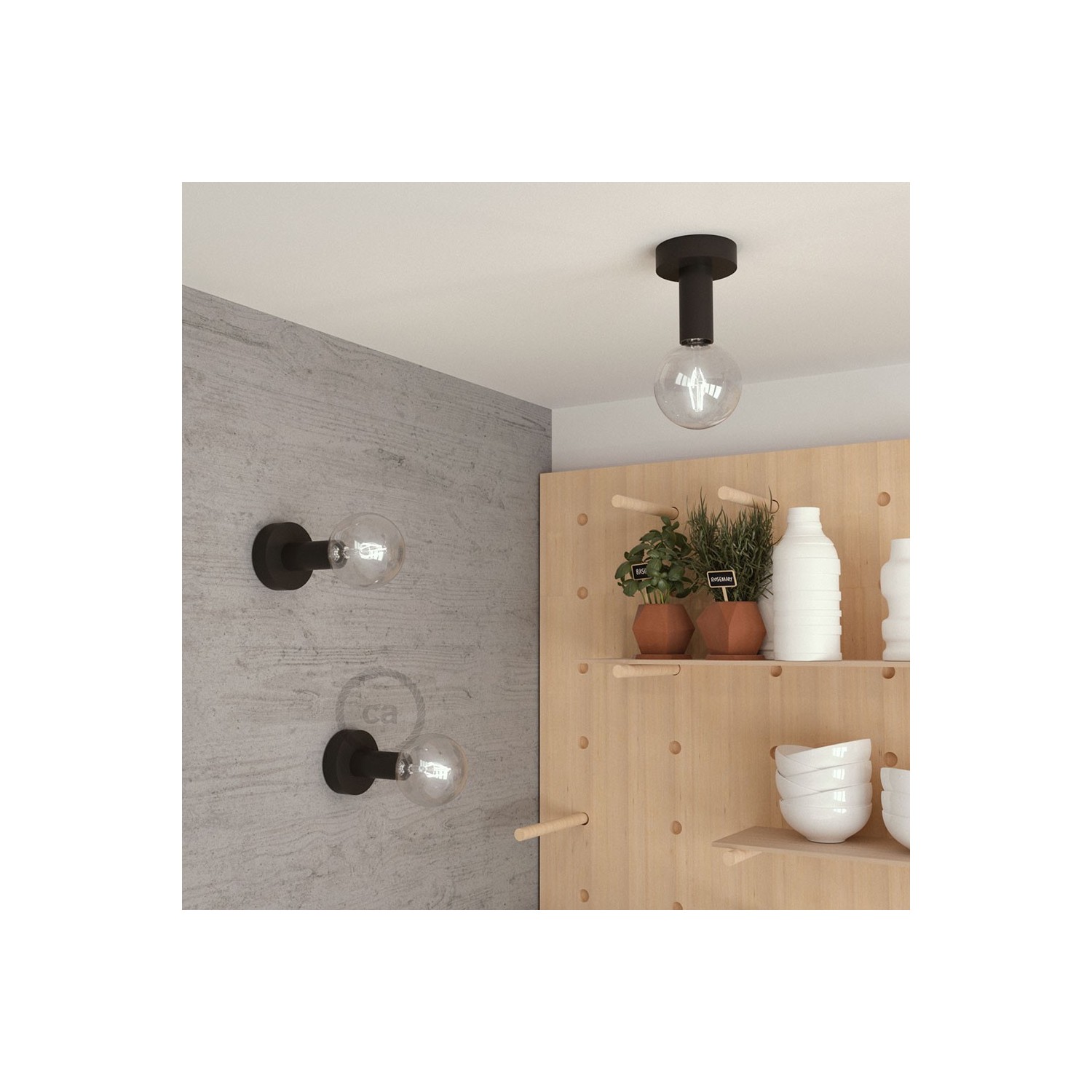 Fermaluce Monochrome, obojana drvena reflektor lampa za zid ili strop duljine 14,2 cm