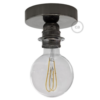 Fermaluce Glam s držačem žarulje navoja E27, metalna zidna ili stropna lampa - Sedefasto crna