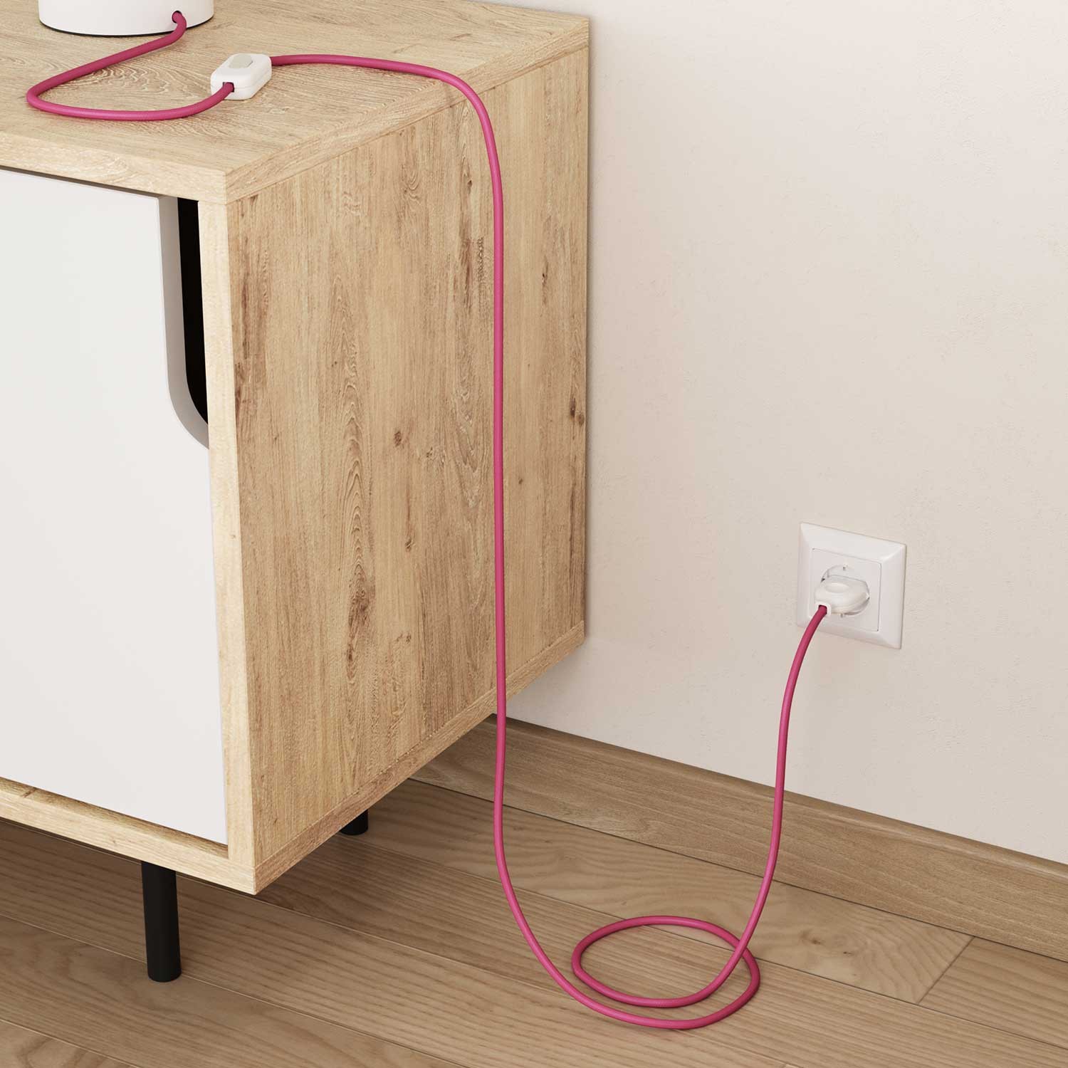 Okrugli tekstilni električni kabel RM08 - fuksija