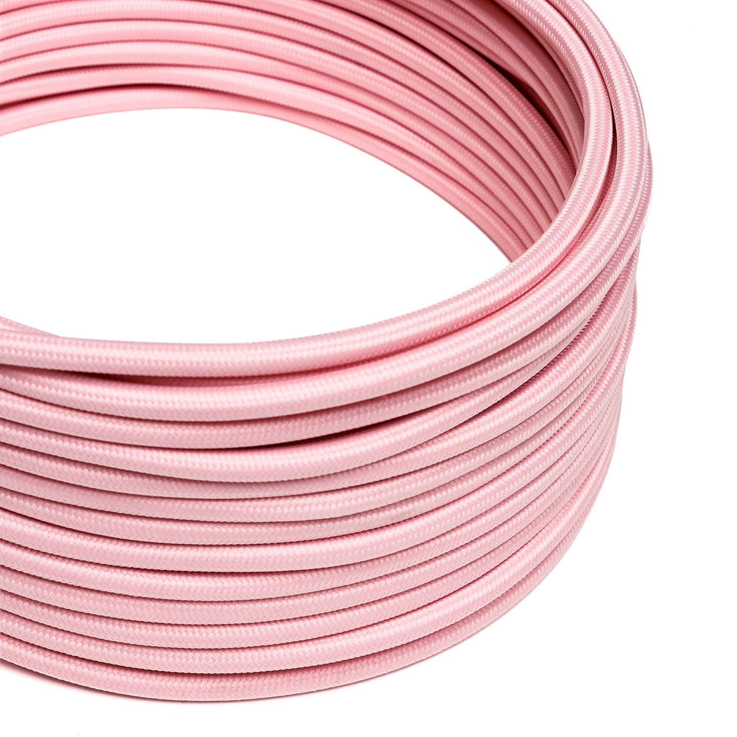 Okrugli tekstilni električni kabel RM16 - Baby Pink