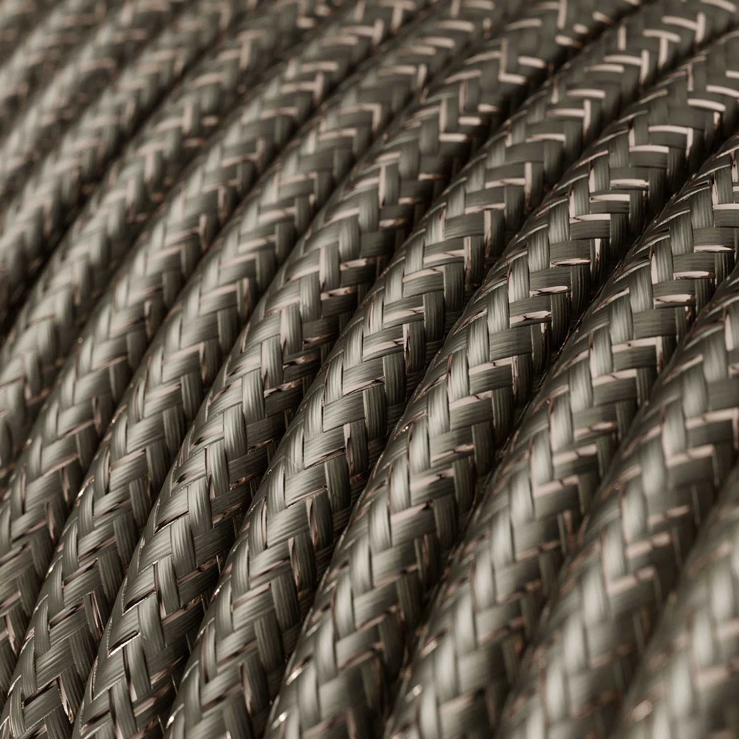 Okrugli blještavi tekstilni električni kabel RL03 - siva