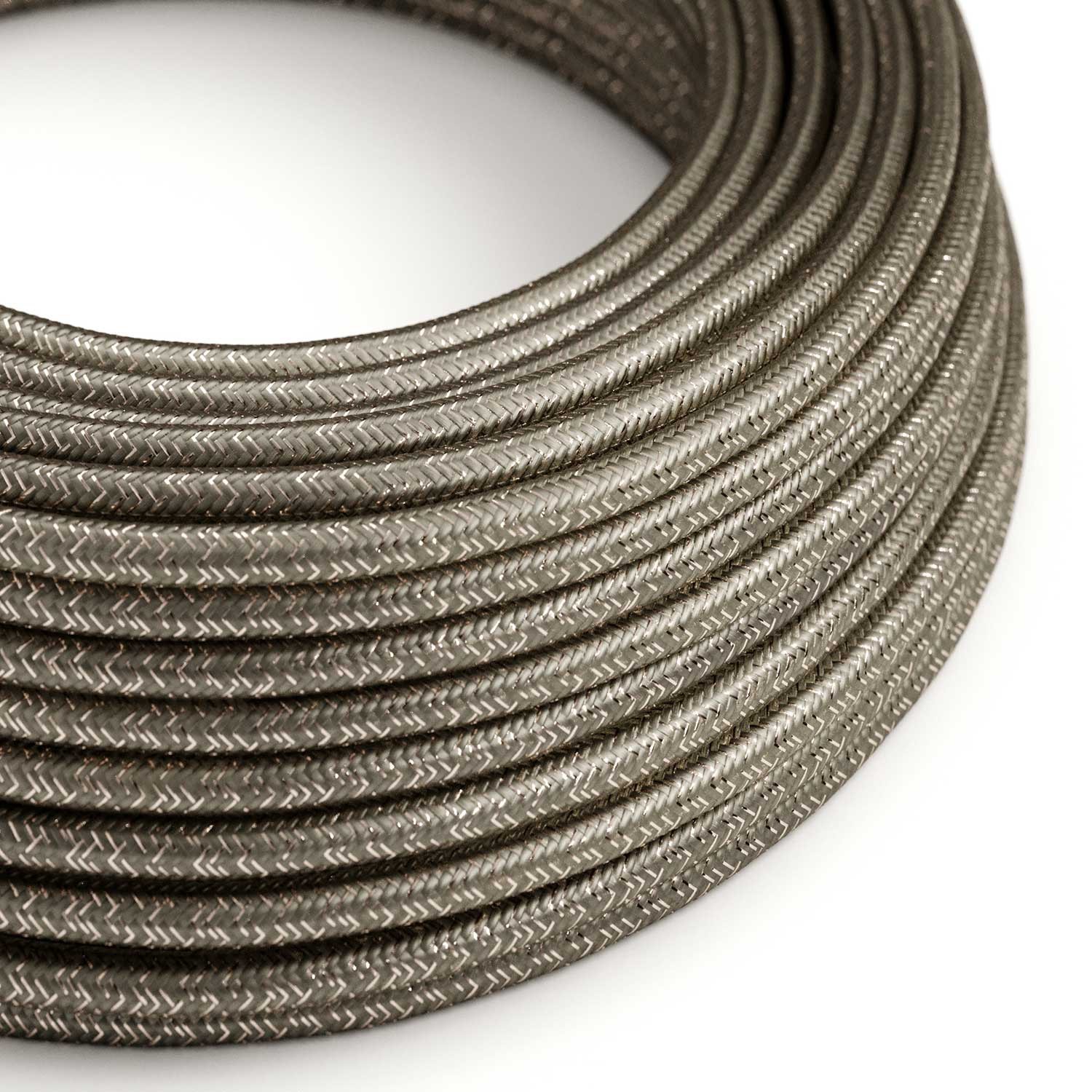 Okrugli blještavi tekstilni električni kabel RL03 - siva