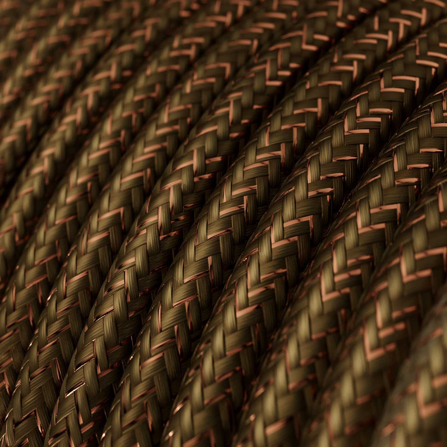Okrugli blještavi tekstilni električni kabel RL13 - braon