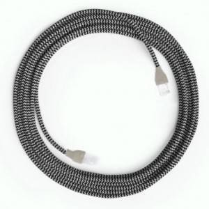 LAN Ethernet kabel Cat 5e s RJ45 utikačima - obloženi rayon platnom RZ04 ZigZag crno bijeli