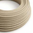 Okrugli tekstilni kabel RD63 romb, prirodni lan in smeđi pamuk