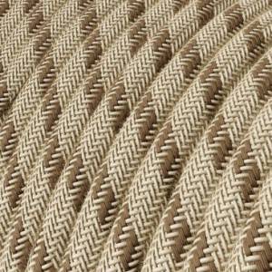 Okrugli tekstilni kabel RD53 crte, prirodni lan i smeđi pamuk
