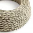 Okrugli tekstilni električni kabel RD64 romb, prirodni lan i antracit pamuk