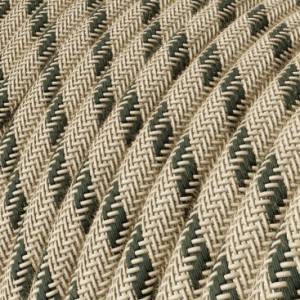 Okrugli tekstilni električni kabel RD54 crte, prirodni lan i antracit pamuk