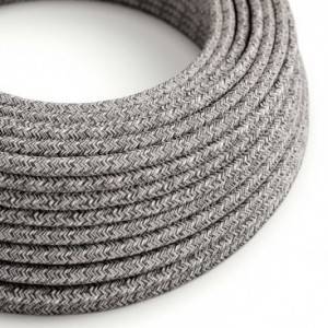 Okrugli tekstilni električni kabel RS81 Onyx tvid - lan, gliter i crni pamuk