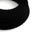 Zamotan tekstilni električni kabel TC04, crni pamuk