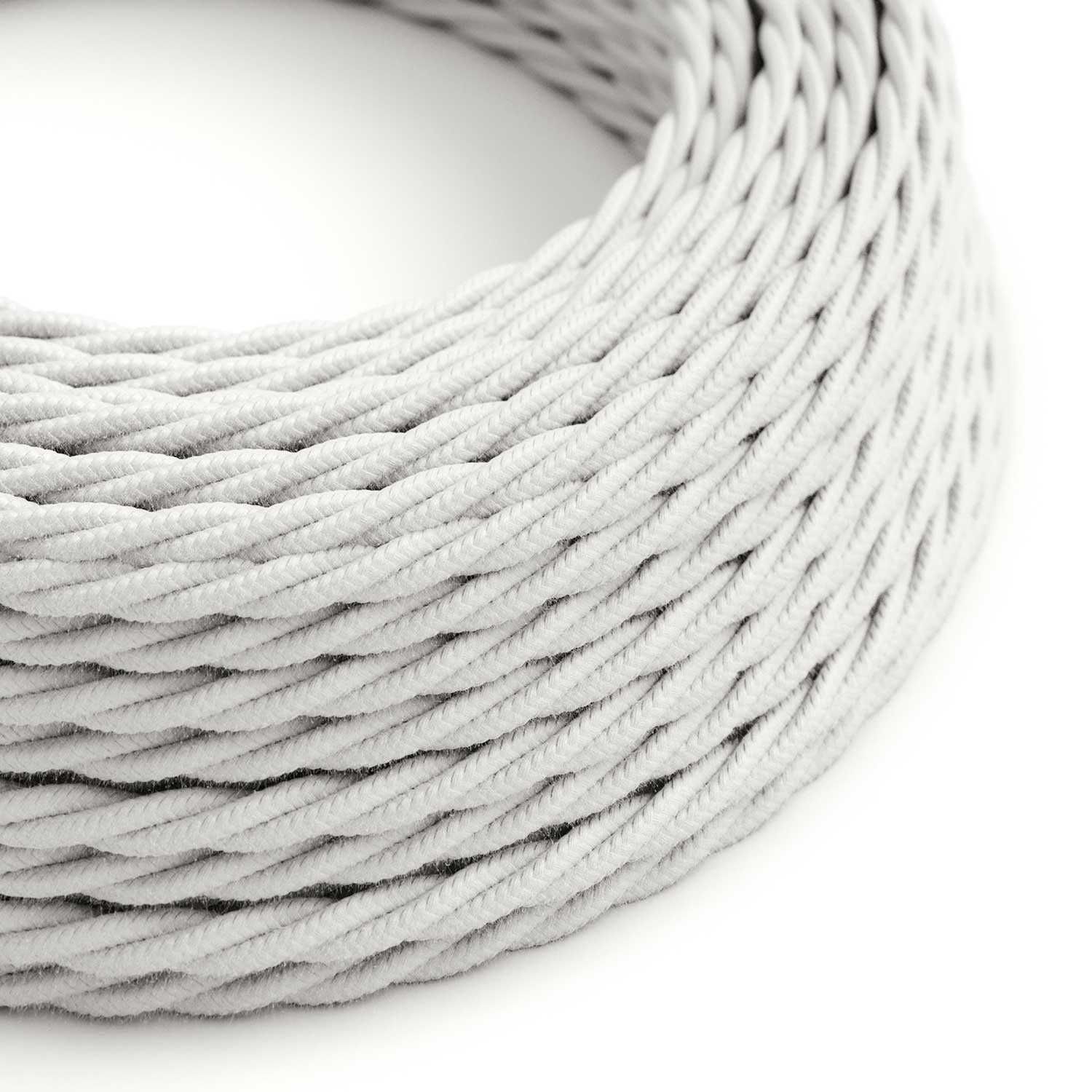 Zamotan tekstilni električni kabel TC01 bijeli pamuk