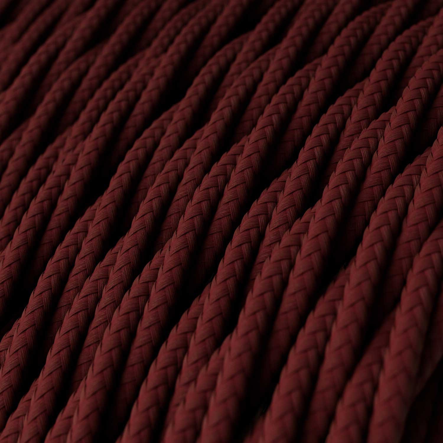 Zamotan tekstilni električni kabel TM19 - bordo svilena