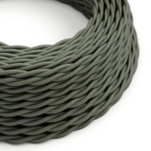 Zamotan tekstilni električni kabel TC63 sivo-zeleni pamuk