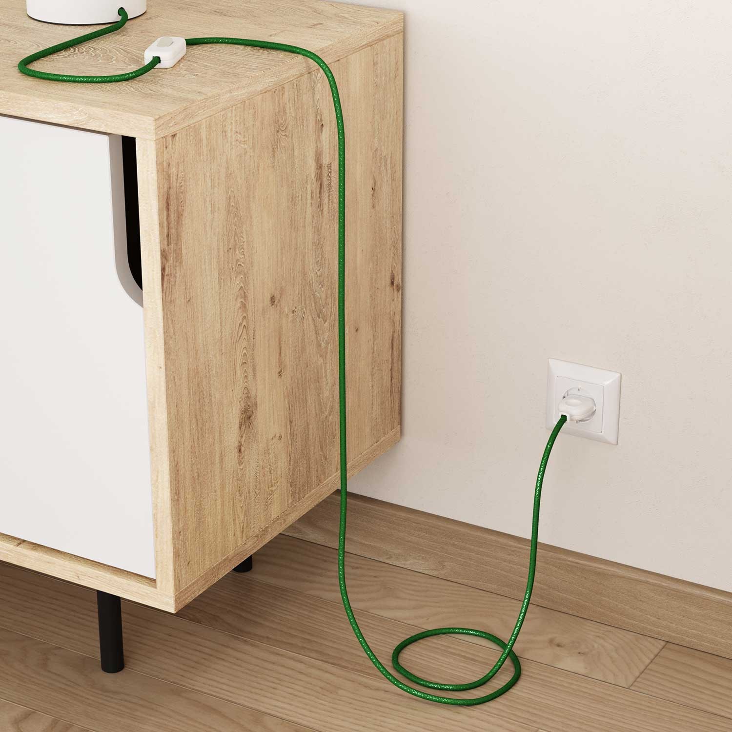 Okrugli blještavi tekstilni električni kabel RL06 - zelena