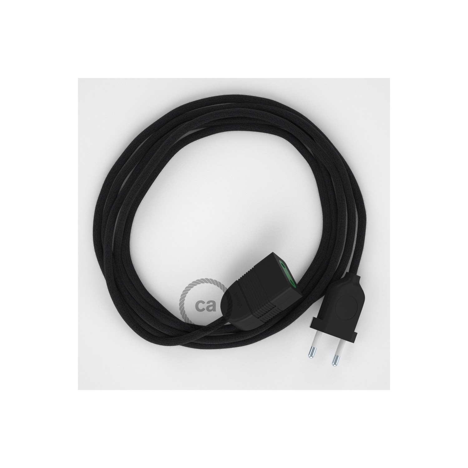 Produžni kabel za napajanje (2P 10A) Crni Pamuk RC04 - Made in Italy