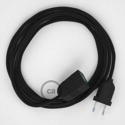 Produžni kabel za napajanje (2P 10A) Crni Pamuk RC04 - Made in Italy