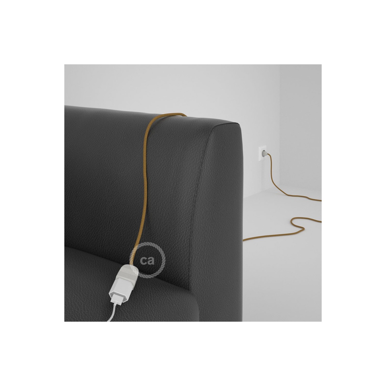 Produžni kabel za napajanje (2P 10A) Medeno-Zlatni Pamuk RC31 - Made in Italy